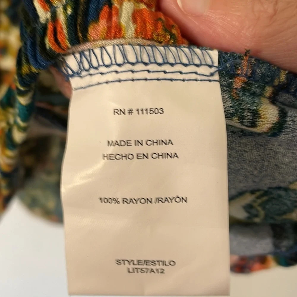 💰Figueroa & Flower colorful v neck stintch 3/4 sleeves shirt size large - Picture 8 of 8